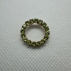 10K Yellow Gold Round Open Circle Infinity Green Green Peridot Pendant JCM